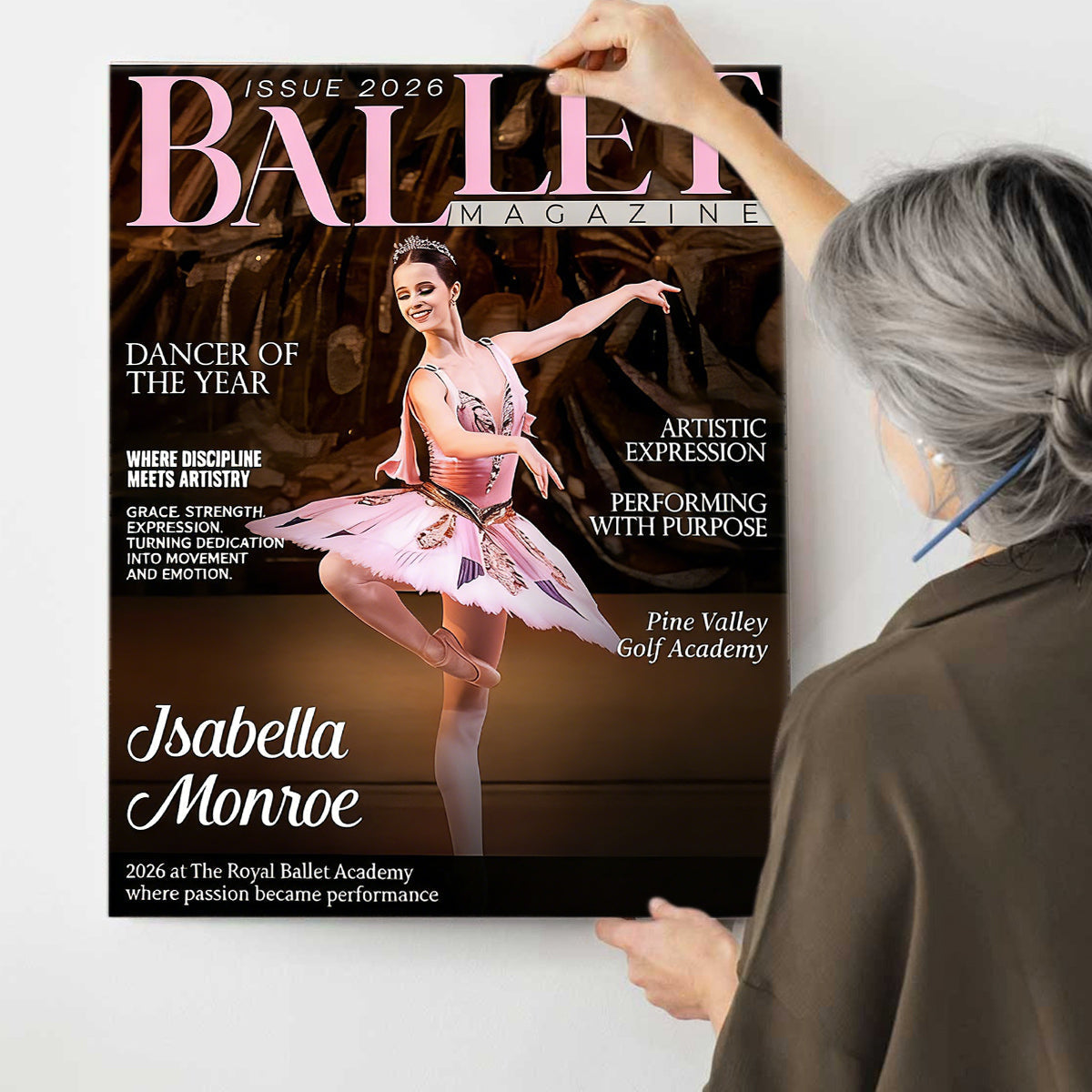 Ballet Dancer Magazine Cover Canvas, Personalized Dance Gift For Ballet Dancers, Elegant Dance Wall Art, Ballet Dancer Gifts