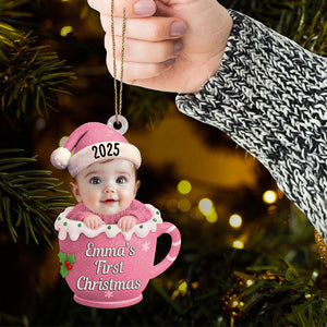 Baby's First Christmas Cup - Personalized Custom Photo Acrylic Ornament