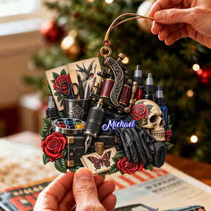 Personal Tattoo Machine Ornament Custom Name Tattoo Artist Christmas Gift
