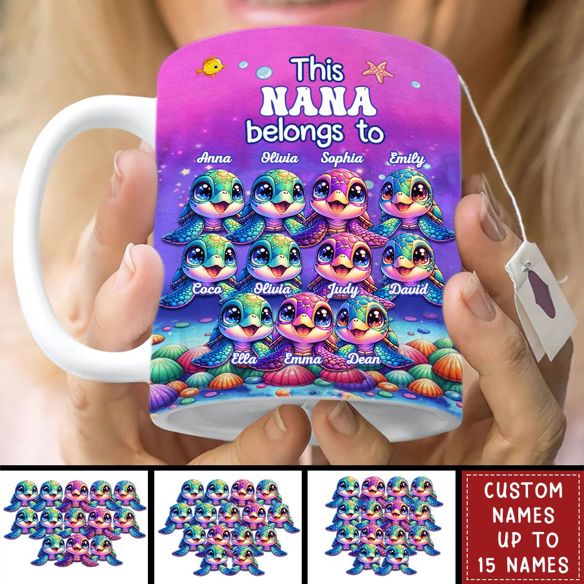 Personalized This Grandma belongs to Colorful Turtles White Mug