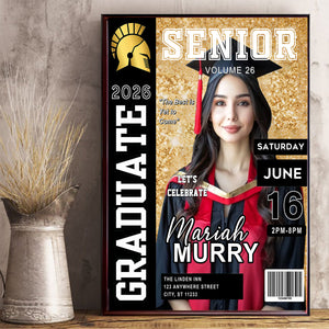 New Graduate Gift - Personalized Graduation Magazine Cover Canvas for Him or Her