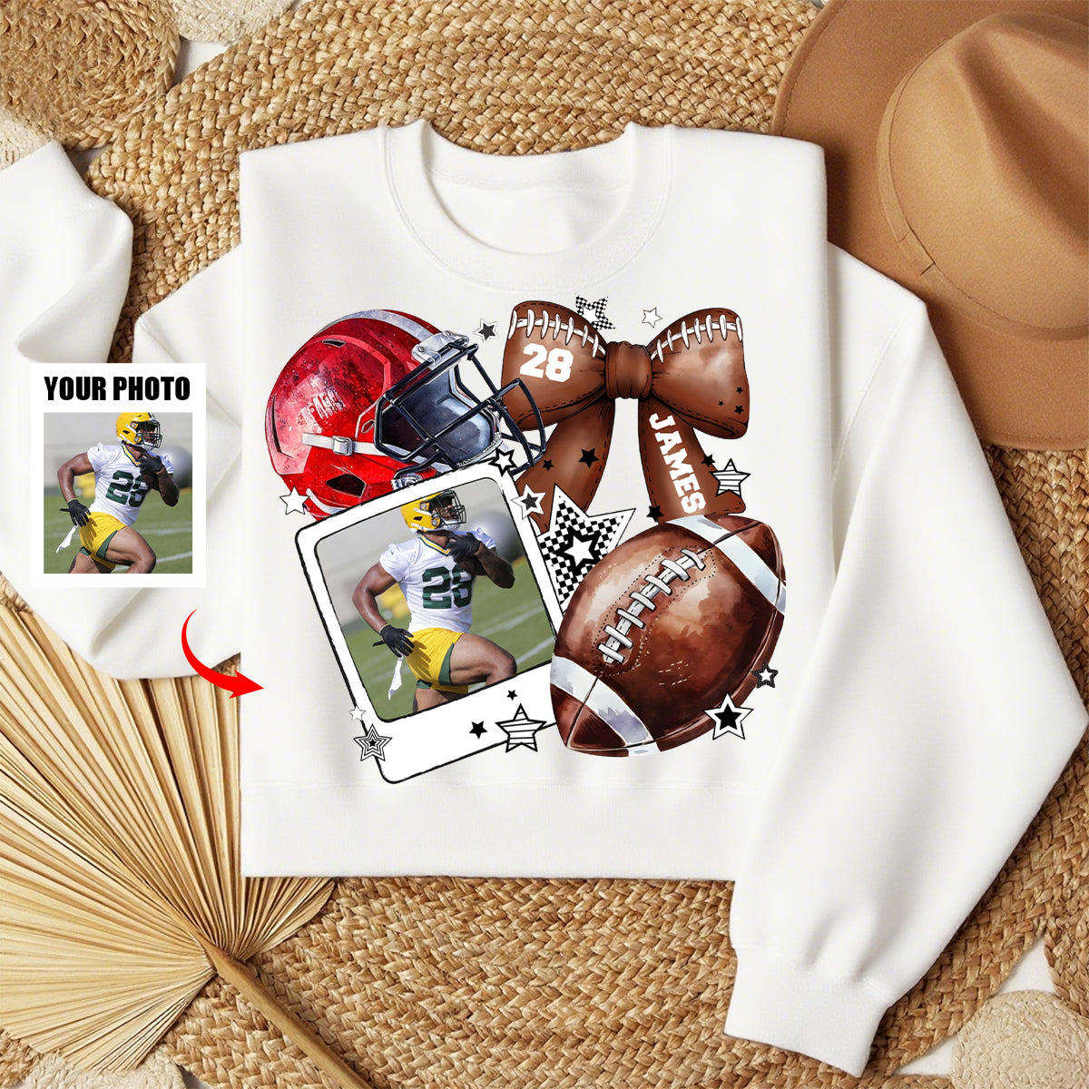 Custom Football Photo Personalized Sweatshirt Gift For Football Mom
