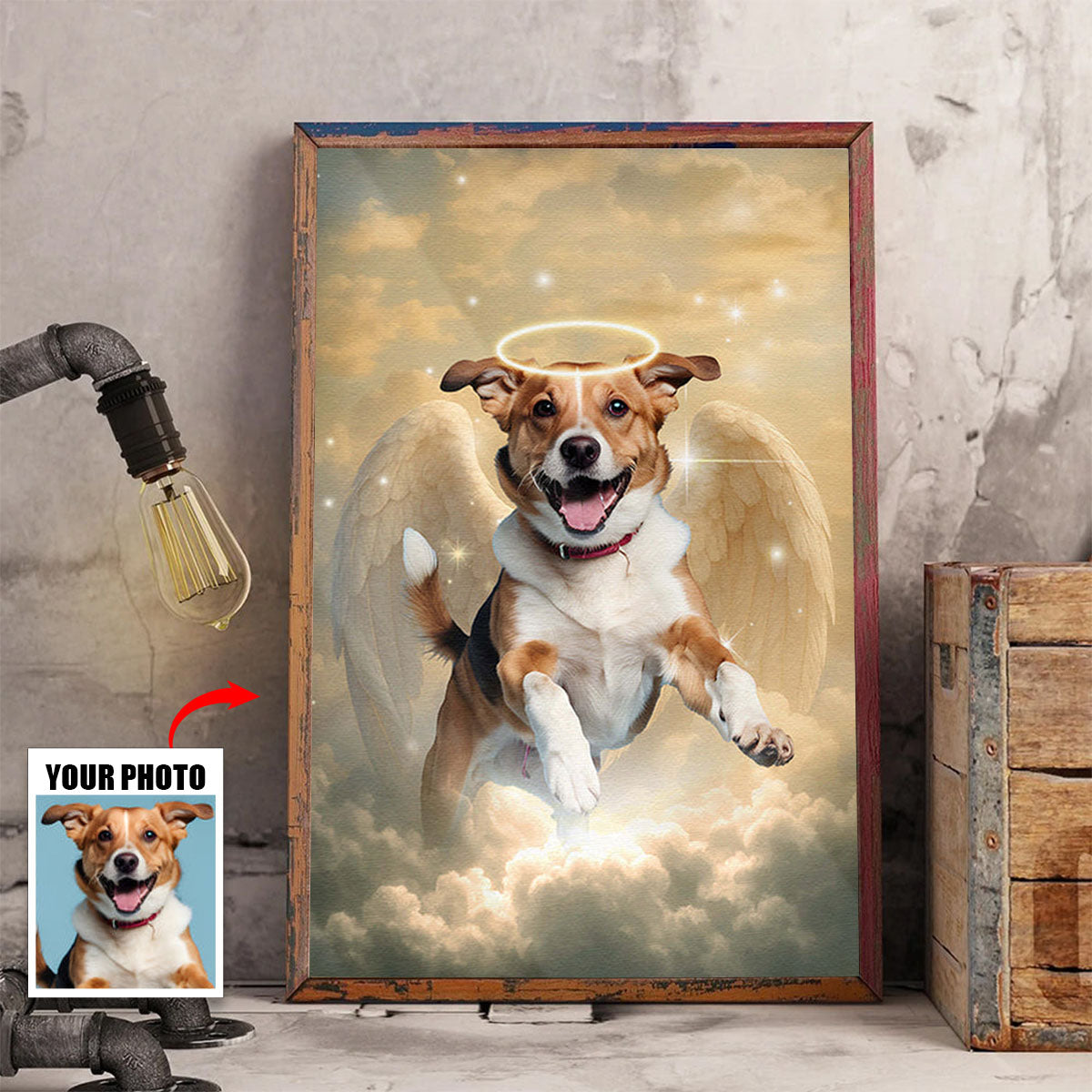 Pet Loss With Halo & Wings Heavenly - Personalized Customized Canvas Poster - Memorial Gift For Pet Lovers
