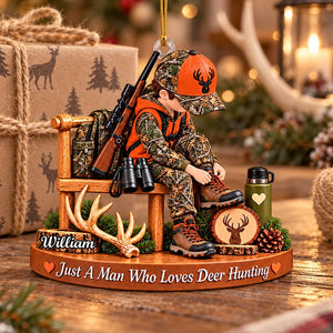 Just A Boy Who Loves Hunting – Personalized Christmas Ornament | Custom Name Keepsake Gift For Hunters