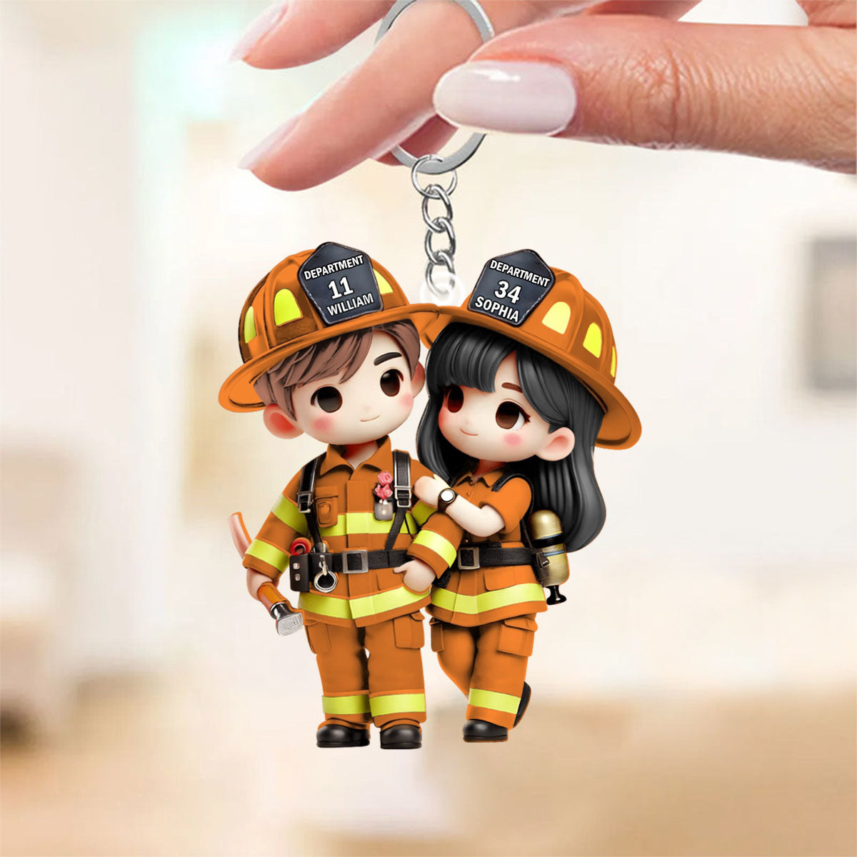 Personalized Gifts For Couple Keychain Firefighter Couple