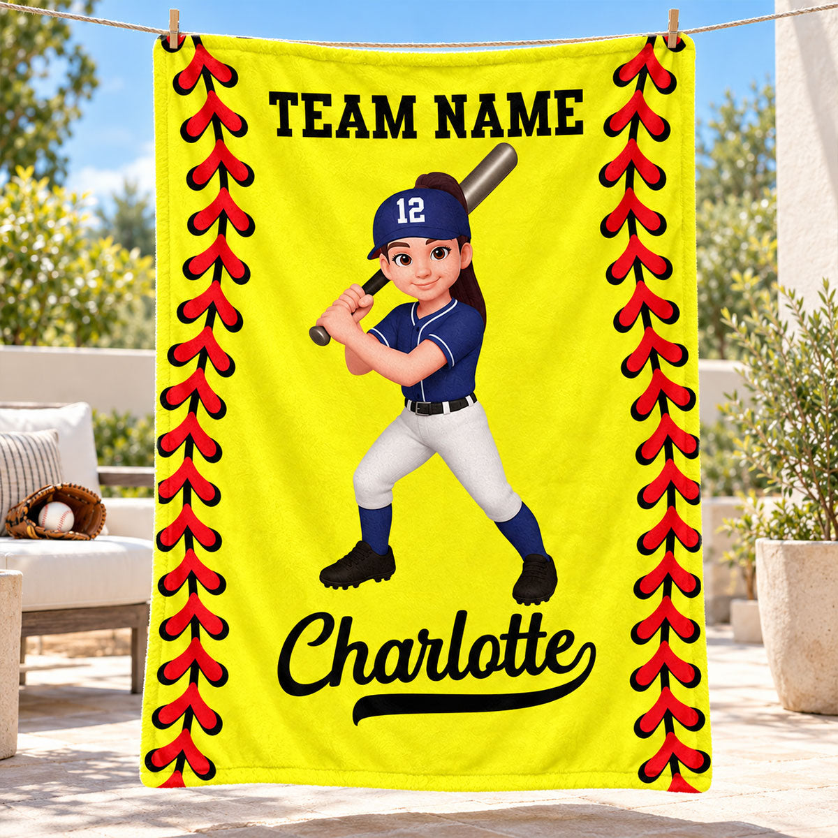 Personalized Baseball & Softball Name & Team Fleece Blanket – Custom Christmas Gift For Young Players