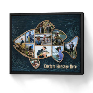 Personalized Fish Shape Canvas – Fishing Wall Art Gift For Dad & Cabin Decor