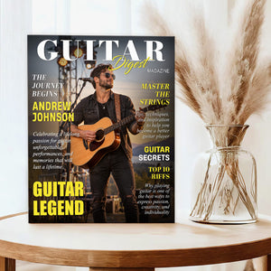Personalized Guitar Digest Magazine Cover – Custom Guitarist Photo Keepsake, A Unique Music Gift For Guitar Lovers