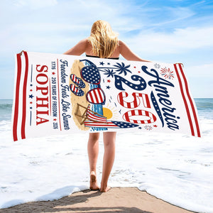 Personalized "Freedom Feels Like Summer" Beach Towel – Family Gift