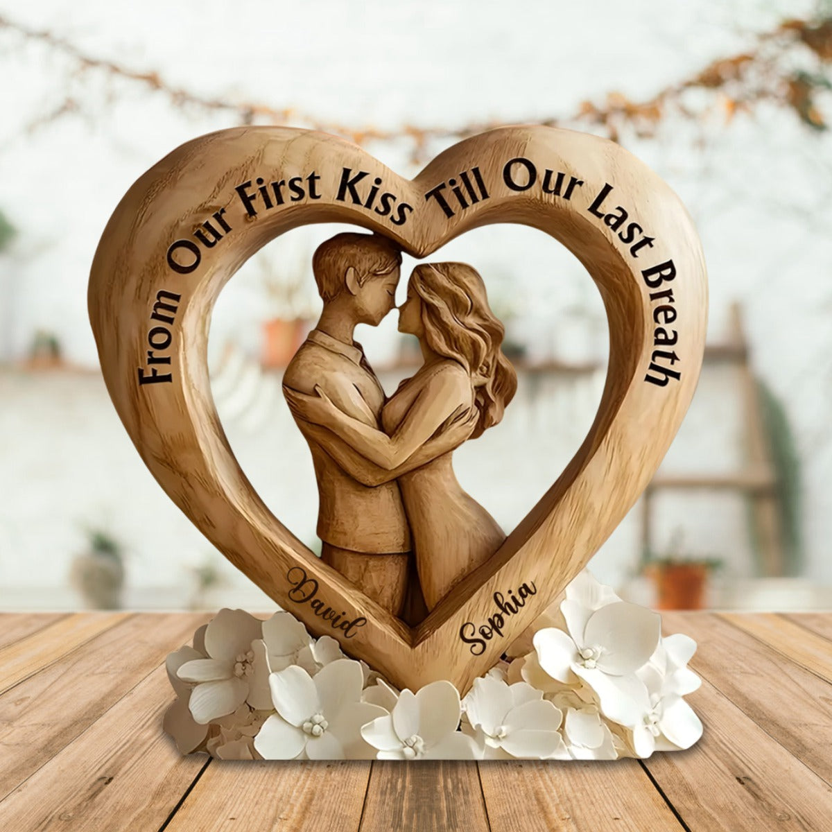 From First Kiss to Everlasting Love - Personalized Couple Custom Shaped Acrylic Plaque