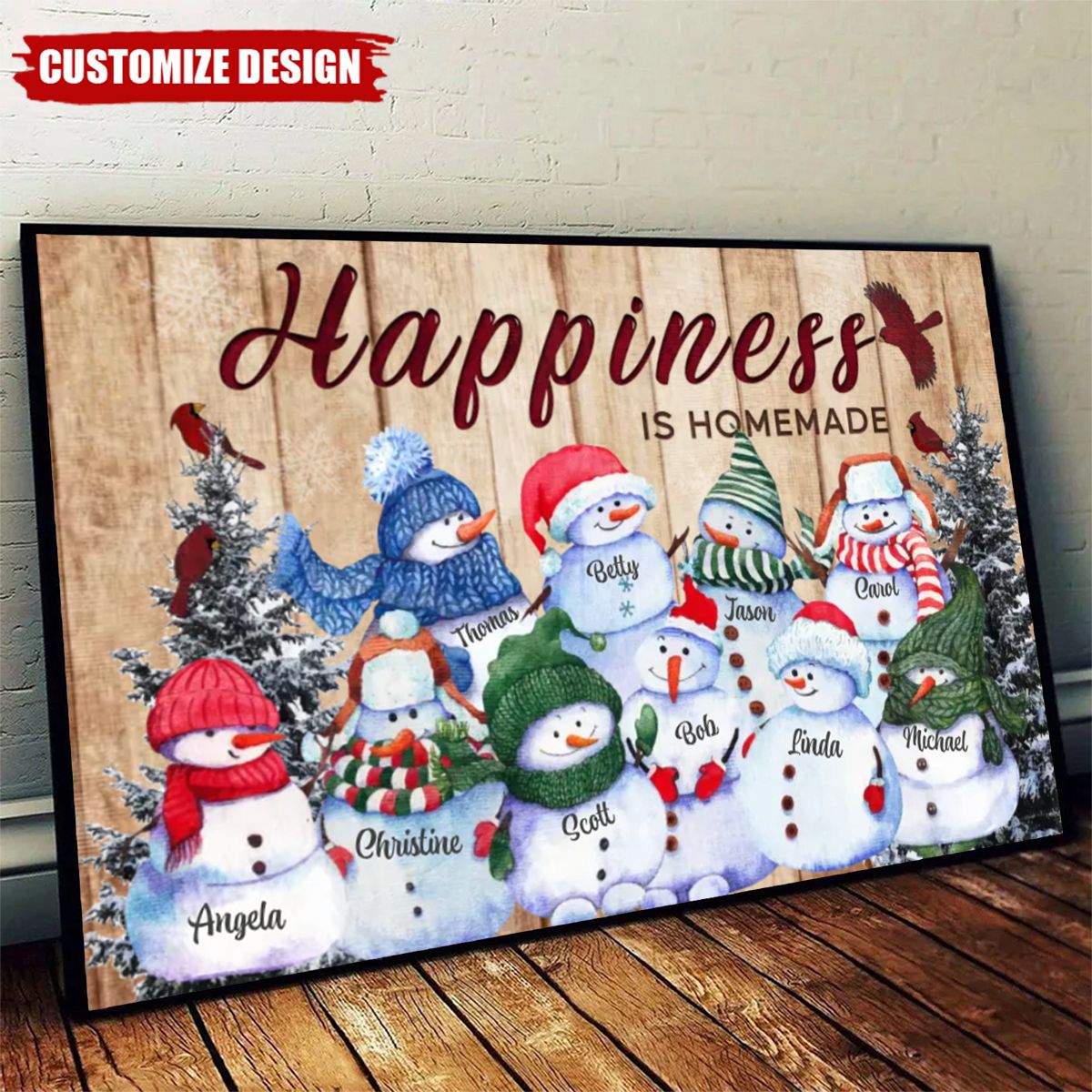 Personalized Happiness Is Homemade Snowman Family Poster