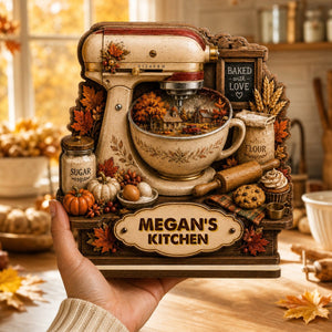 Personalized Vintage Stand Mixer Fall Season Wooden Plaque | Baking Gift for Bakers