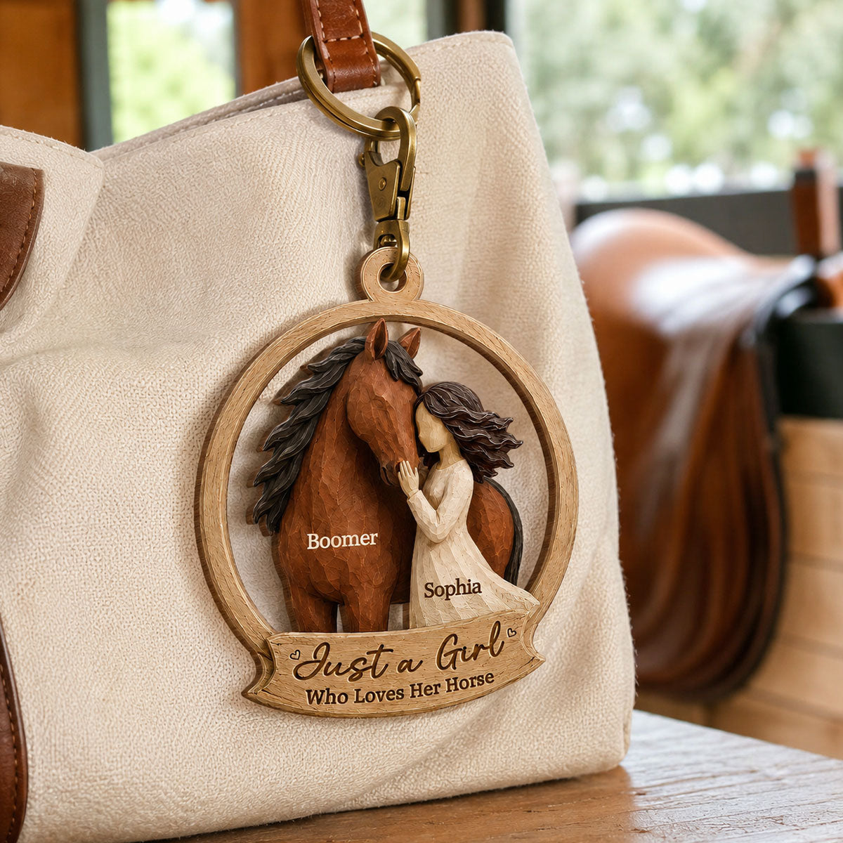 "Girl Loves Horse" – Personalized Wooden Ornament | Keepsake Gift For Horse Lovers