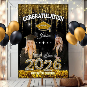 Congratulation Class Of 2026 Glitter Custom Party Welcome Sign - Personalized Graduation Decoration