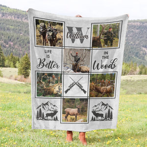 Personalized Elk Hunting Blanket – Custom Elk Hunter Photo Collage, Keepsake Gift or Elk Hunters & Hunting Lovers