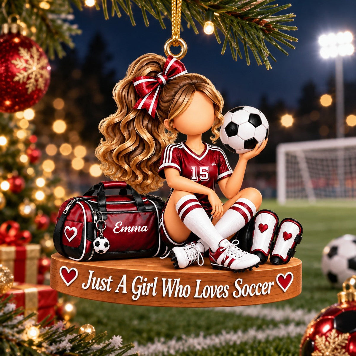 Just a Girl Who Loves Soccer - Personalized Soccer Ornament, Christmas Gift for Soccer Player