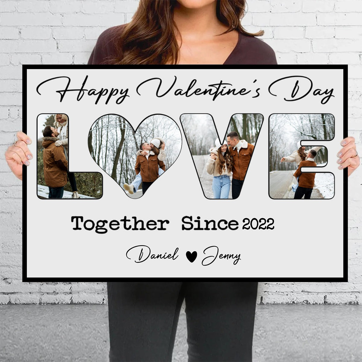 To Me You Are The World Custom Photo Personalized Canvas Poster Valentine's Gift for Couple