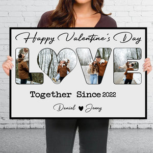 To Me You Are The World Custom Photo Personalized Canvas Poster Valentine's Gift for Couple