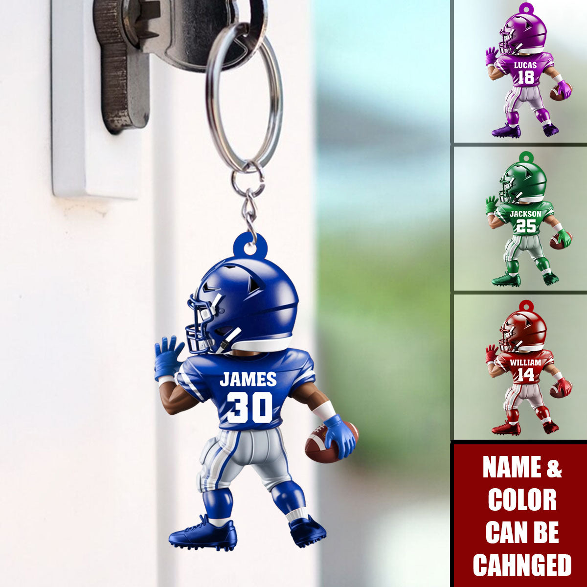 Personalized American Football - Custom Player Uniform Keychain