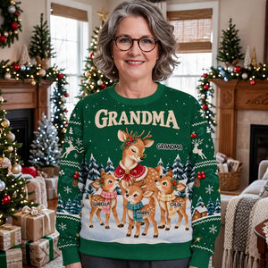 Personalized Reindeer Winter Love All-Over Print Sweatshirt – Custom Name Cozy Christmas Gift
