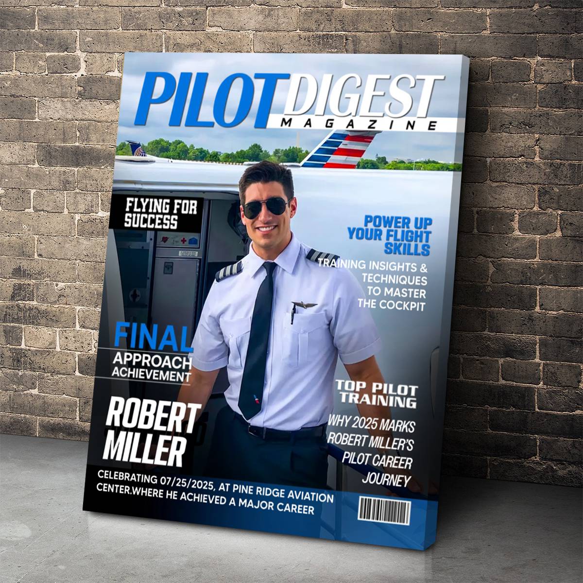 Pilot Digest Magazine Cover Canvas, Custom Pilot Magazine Cover Photo, Unique Gift For Pilot, Pilot Digest Gift