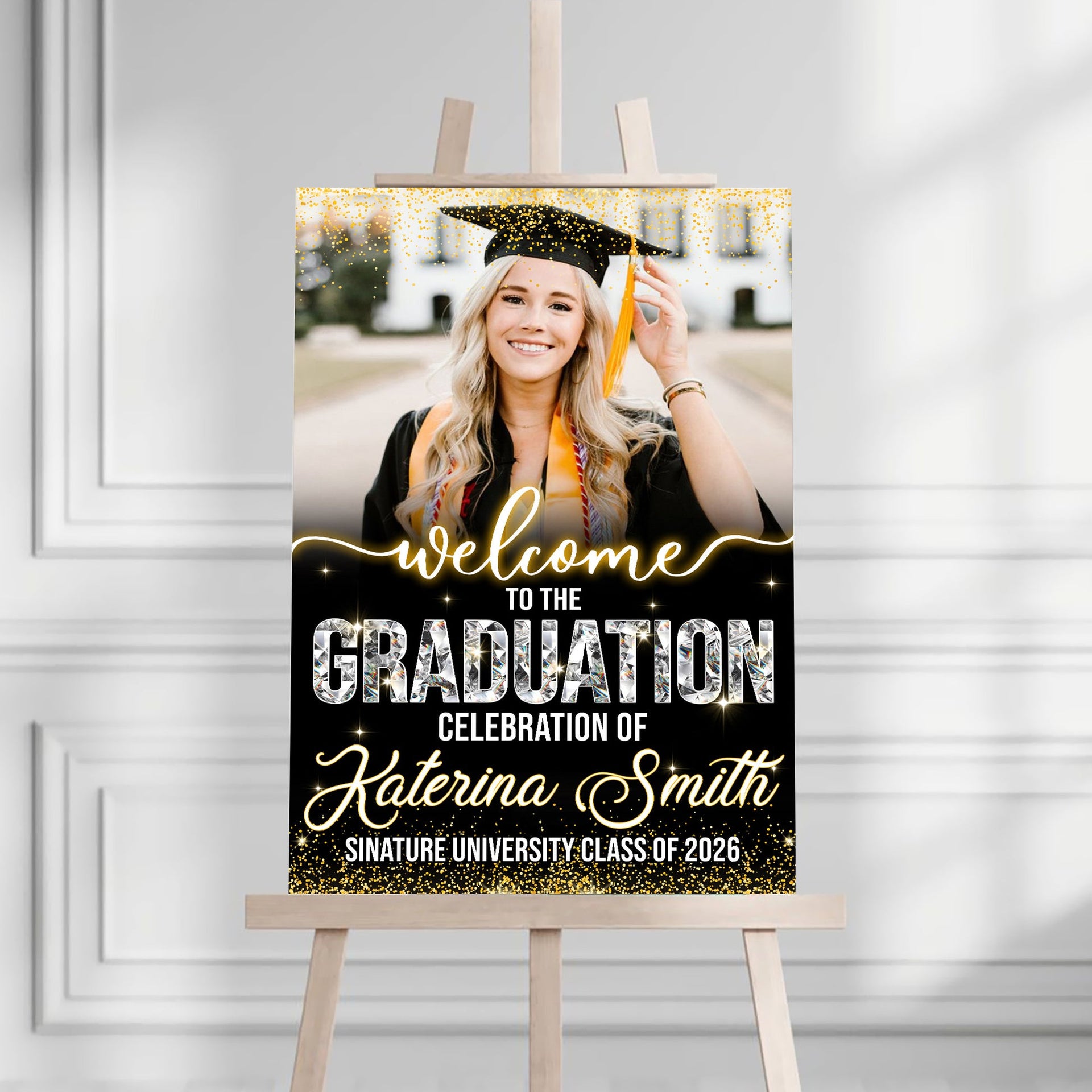 Custom Photo Grad Party Canvas Sign - Personalized Graduation Decoration Canvas