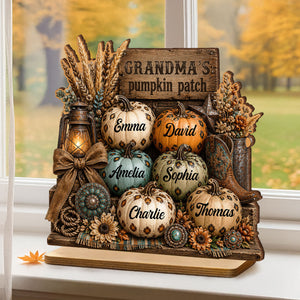 Personalized "Western Leopard Pumpkin Patch" Wooden Plaque – Fall Halloween Decor For Grandma