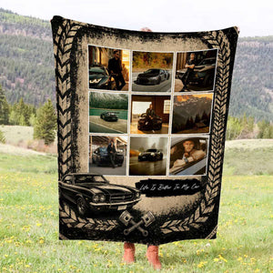 Personalized Car Photo Blanket | Custom Collage Blanket, Gift For Car Lovers, Classic Car Fans & Auto Racing Enthusiasts