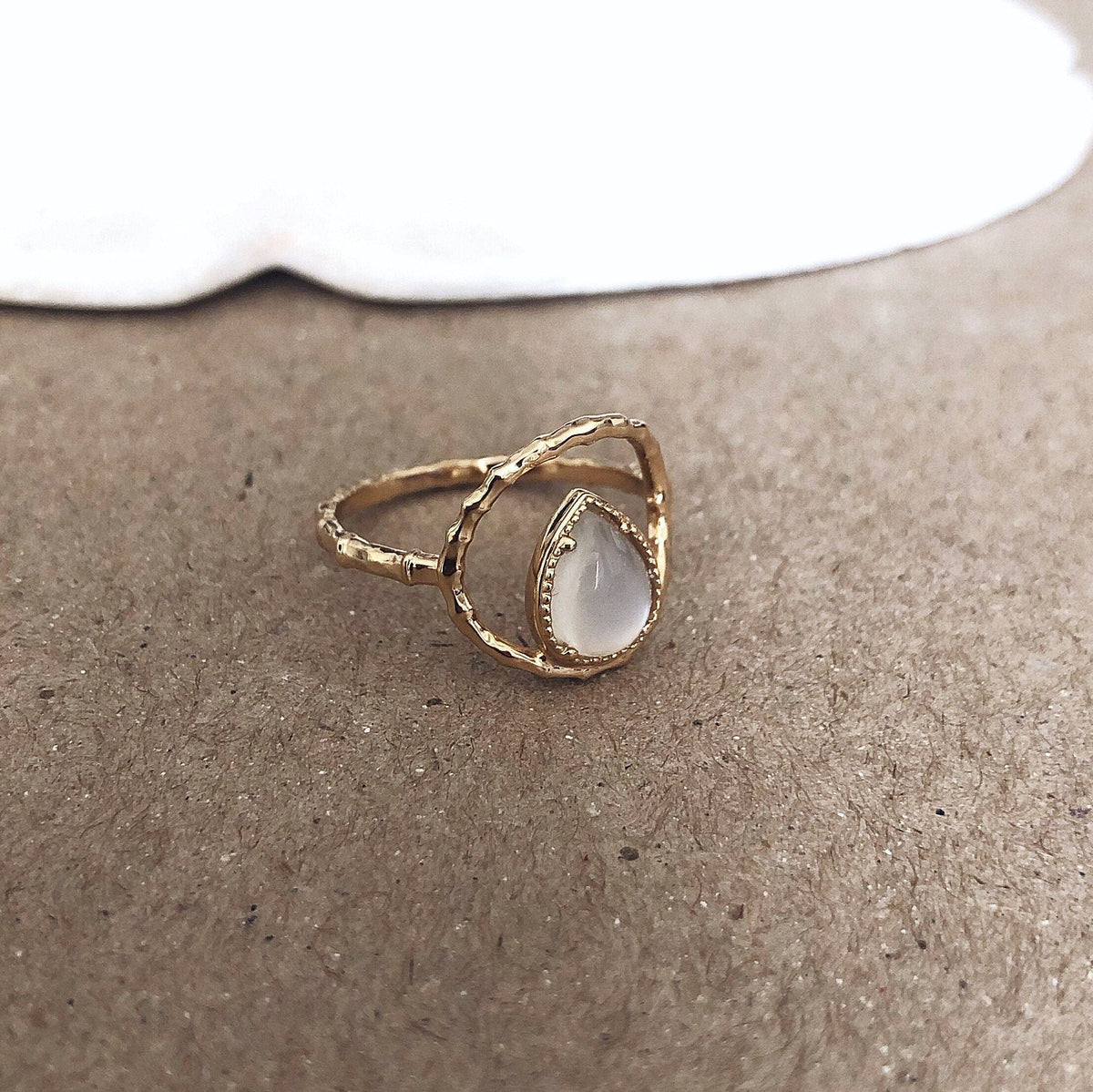 Natural Moonstone ring gold filled gem stone stacking dainty ring