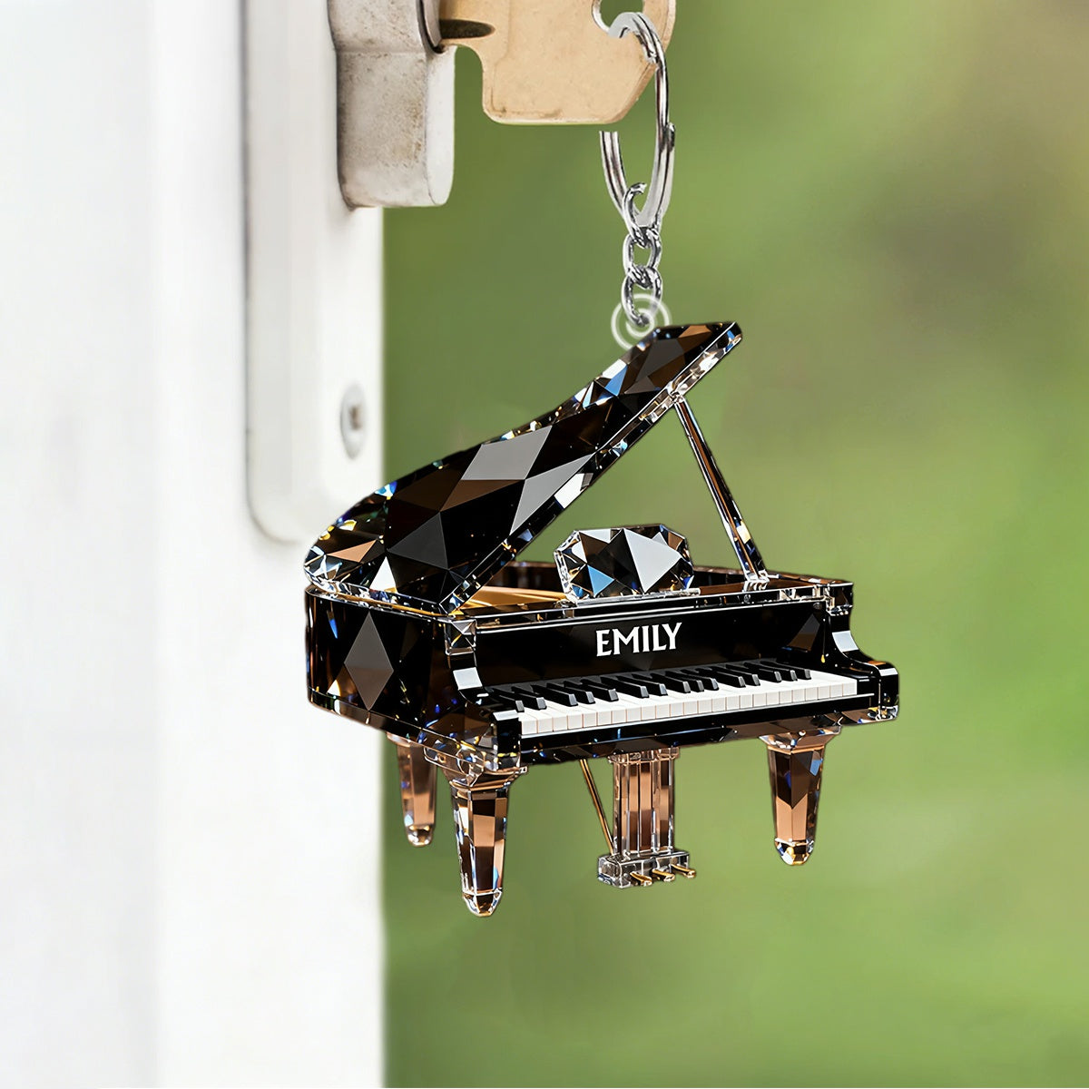 Personalized Piano Crystal Effect Acrylic Keychain, Pianist Gift, Piano Music Theme