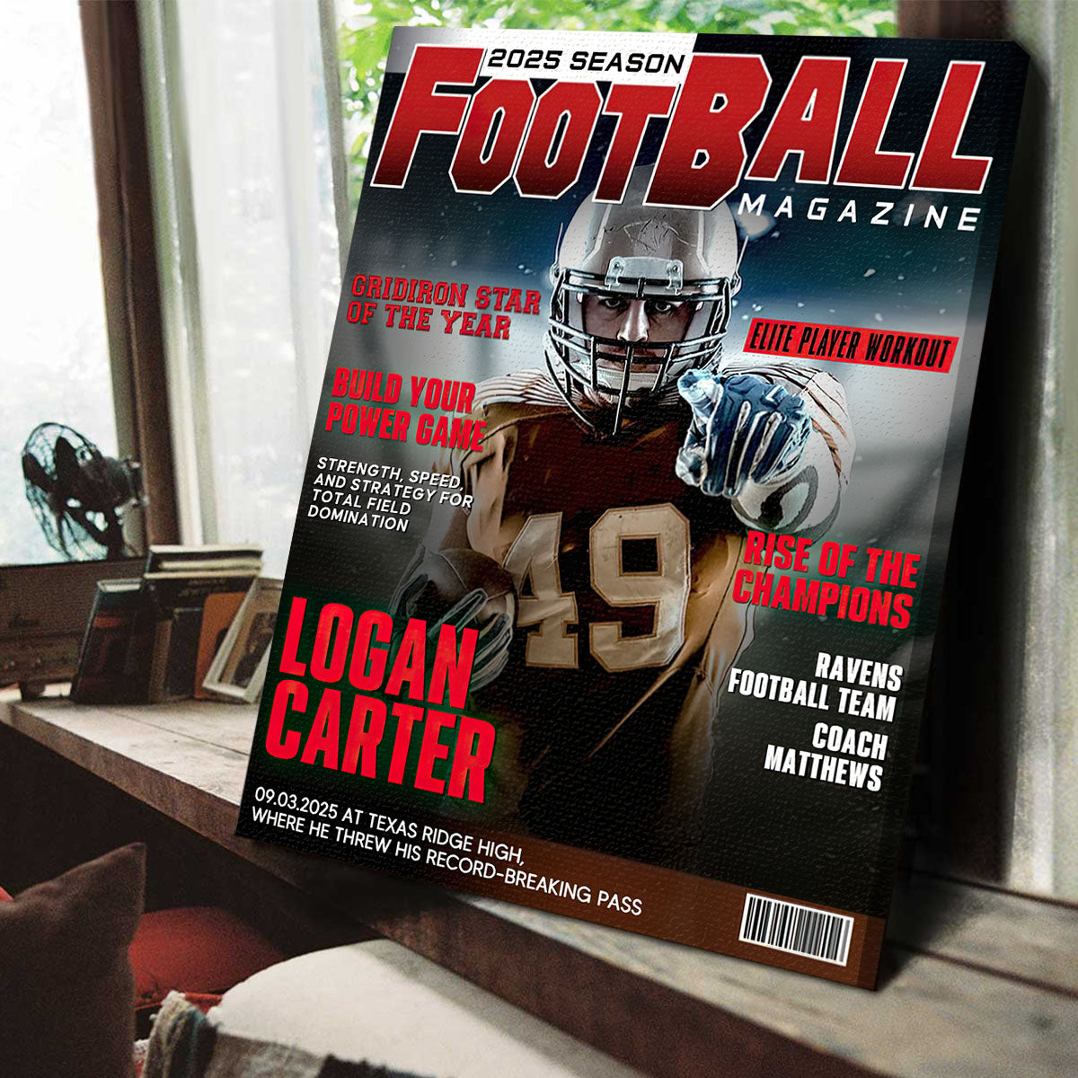 Personalized Football Magazine Cover, Custom Sport Magazine Cover, Football Player Gift, Unique Gifts For Football Player, Football America Gifts, Football Gifts
