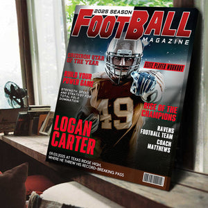Personalized Football Magazine Cover, Custom Sport Magazine Cover, Football Player Gift, Unique Gifts For Football Player, Football America Gifts, Football Gifts
