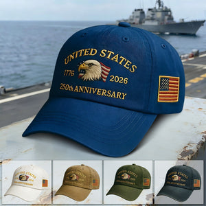 Printed baseball cap, featuring the Logo of the 250th Anniversary of the United States