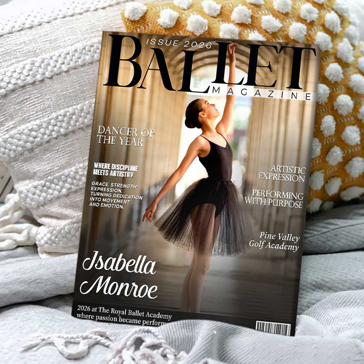 Ballet Dancer Magazine Cover Canvas, Personalized Dance Gift For Ballet Dancers, Elegant Dance Wall Art, Ballet Dancer Gifts