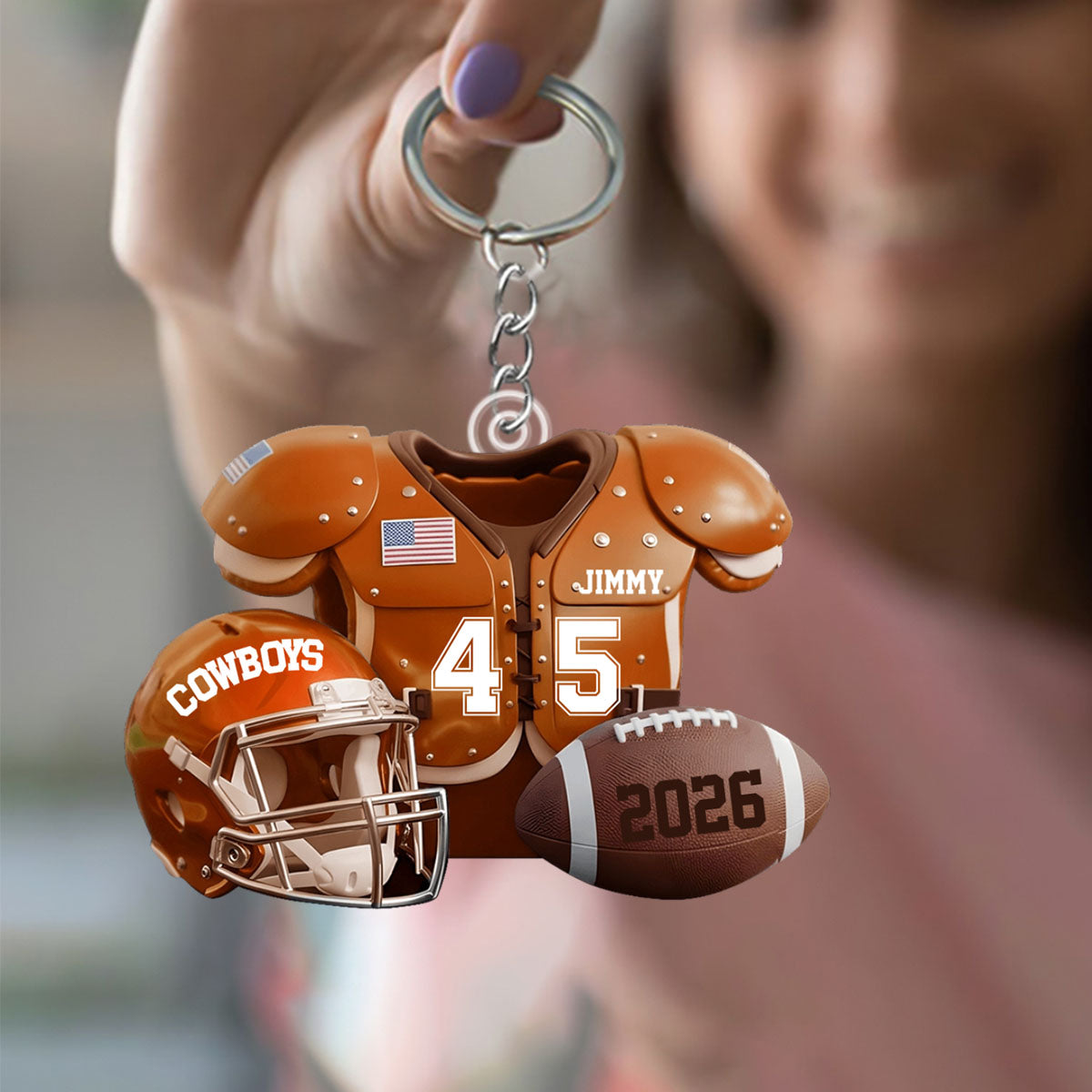 Football Season - Personalized Football Keychain