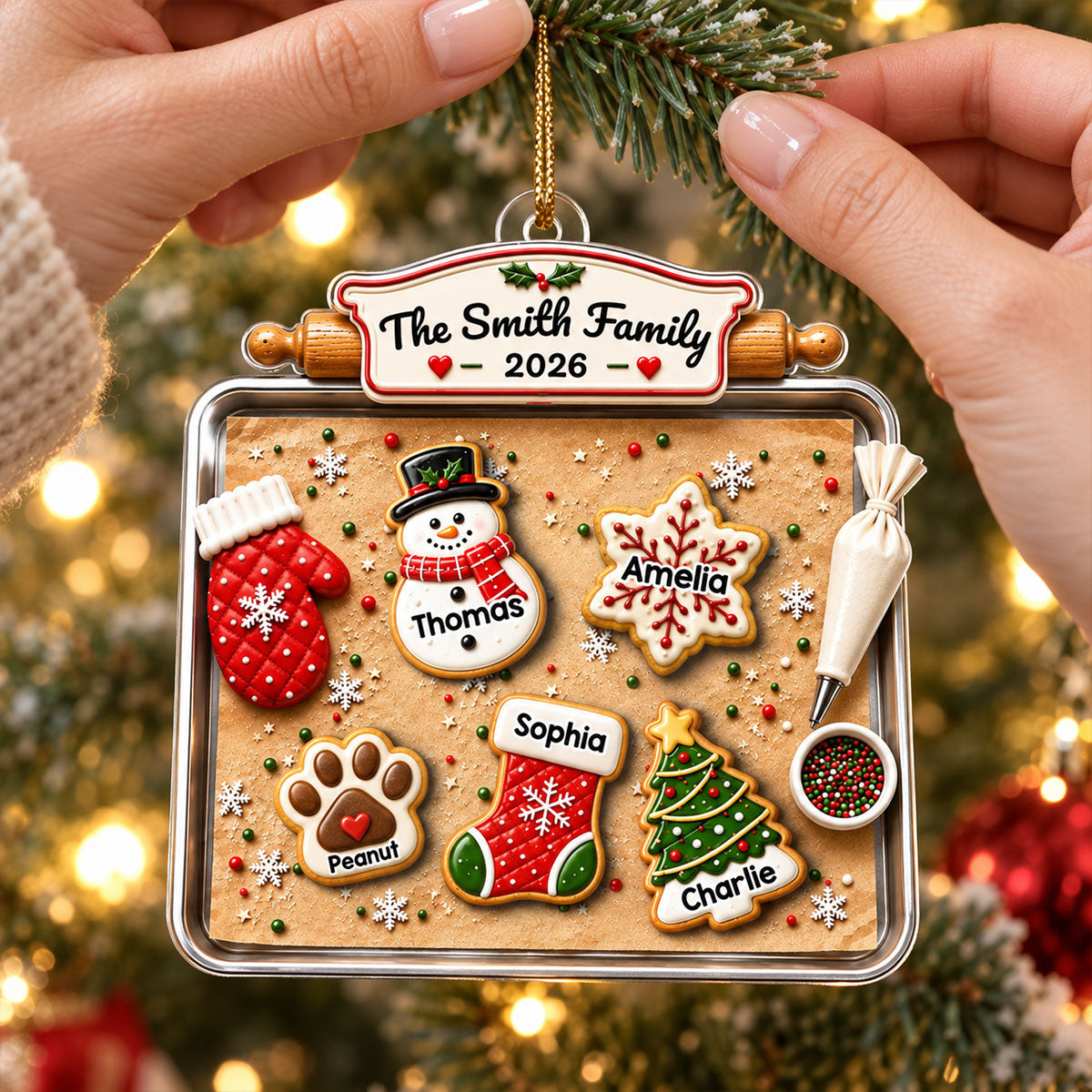 Personalized "Family Gingerbread Cookie" Acrylic Ornament – Holiday Keepsake For Families