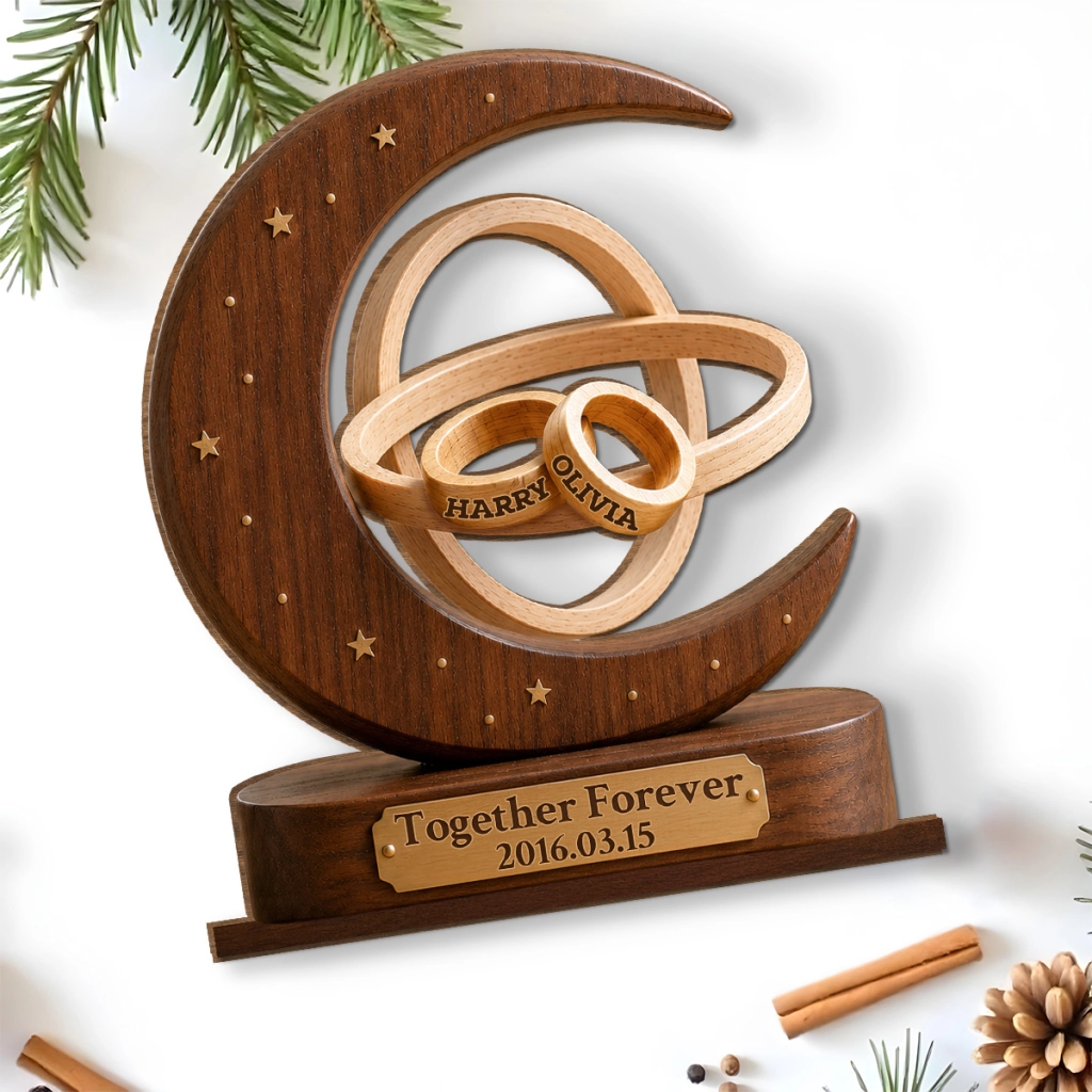 "Together Forever" Couple – Personalized Wood Plaque With Flat Base | Gift For Couples