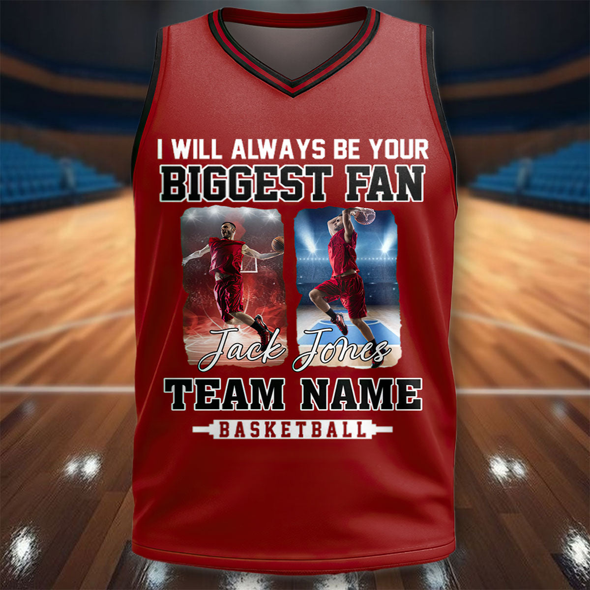 I Will Always Be Your Biggest Fan - Personalized Custom Photo Basketball Jersey Shirt For Basketball Family Game Day
