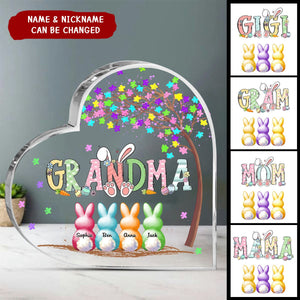 Personalized Grandma's Colorful Tree Heart-Shaped Acrylic Plaque