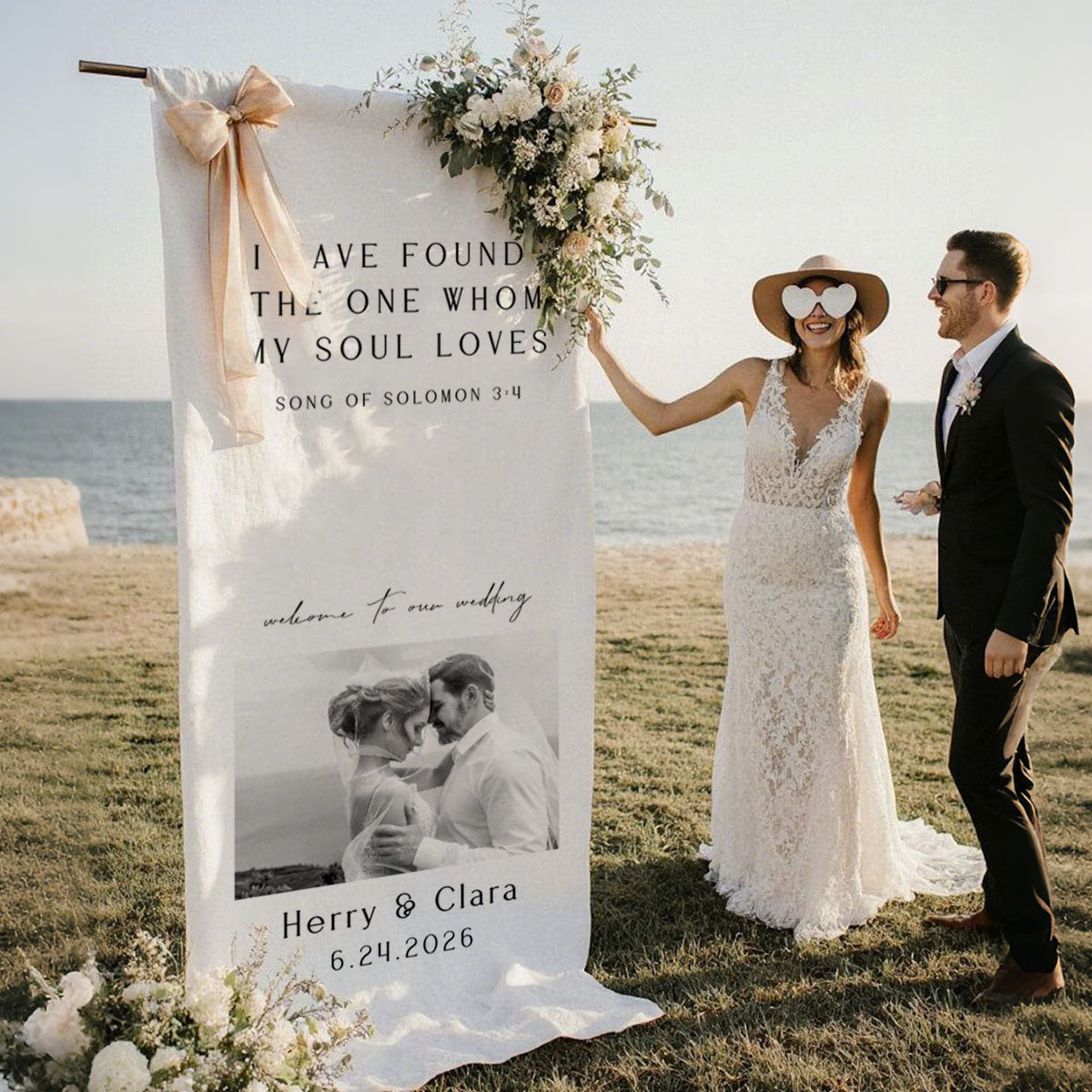 I Have Found The One Whom My Soul Loves - Personalized Wedding Welcome Sign, Custom Wedding Banner