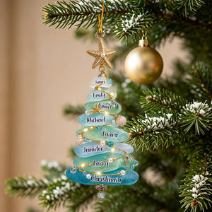 Personalized Sea Glass Family Tree Christmas Ornament,Gift for Loved Ones