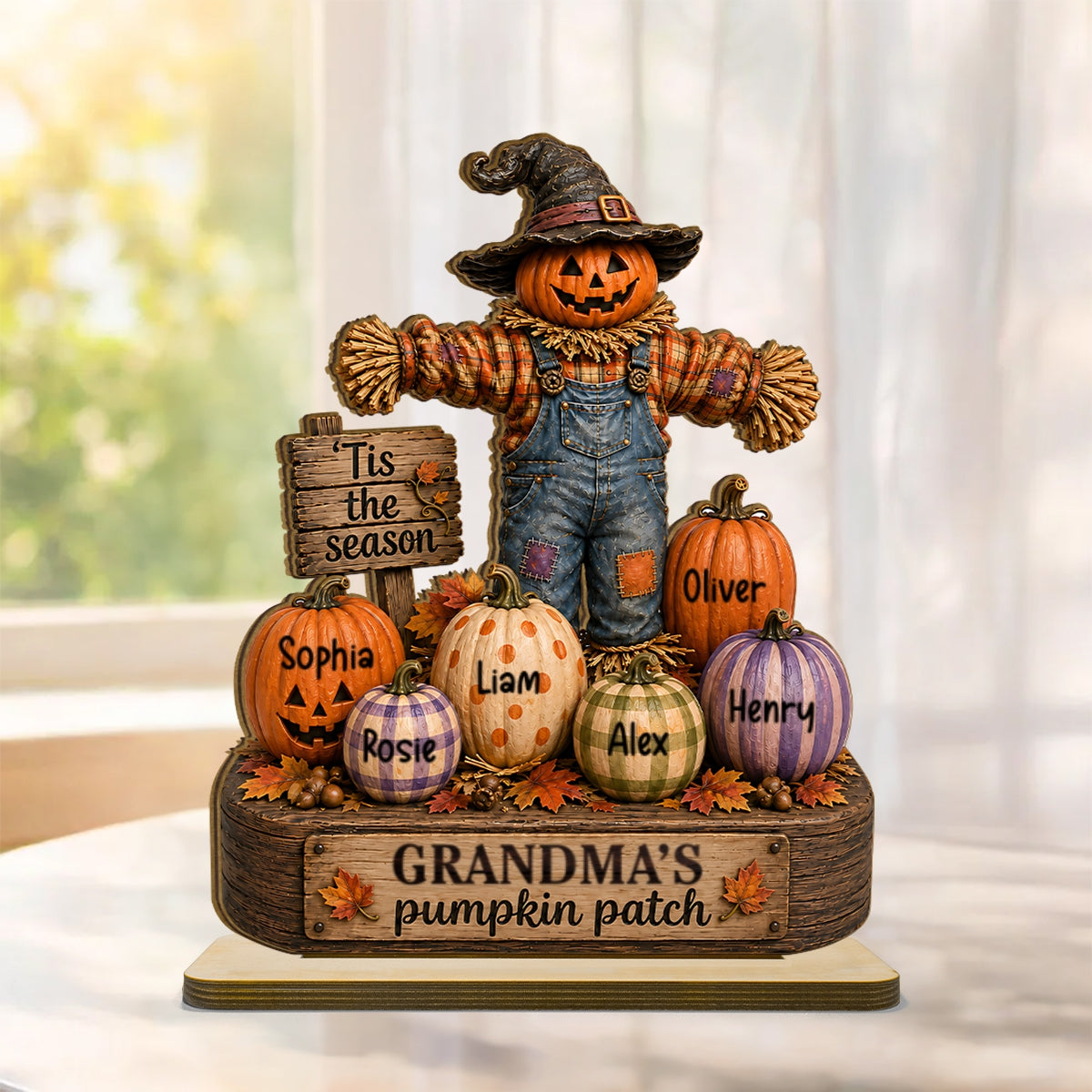 "Grandma's Pumpkin Patch" Scarecrow Wooden Plaque Halloween Fall Decor For Her