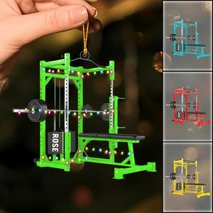 Personalized Bench Barbell & Dumbbell Christmas Ornament, Gym Training Weightlifting Fitness