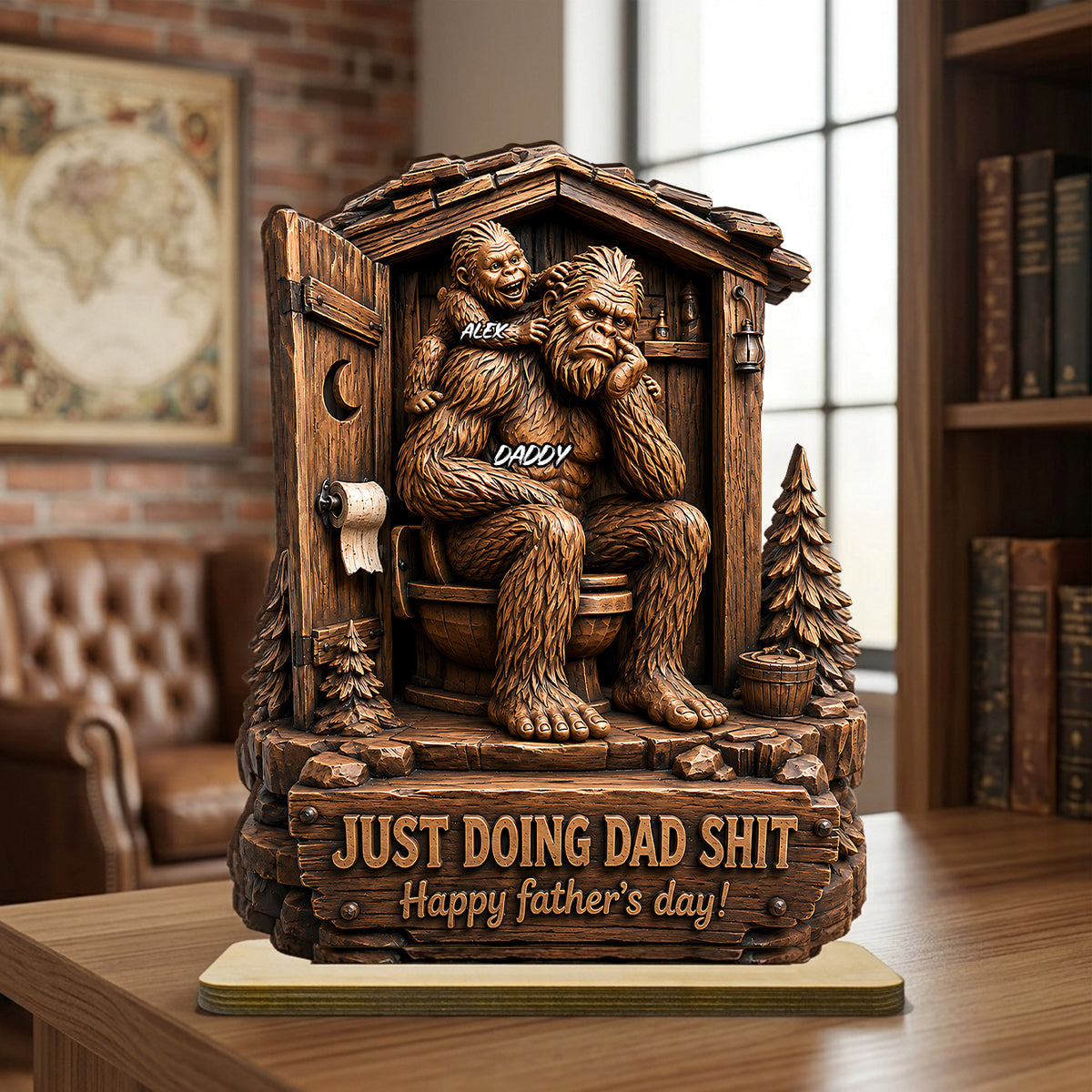 Father's Day Gift For Dad & Husband – Personalized "Just Doing Dad Sh*t" Wooden Plaque