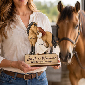 Personalized "Girl Standing With Horse" Wooden Plaque – Keepsake For Horse Lovers