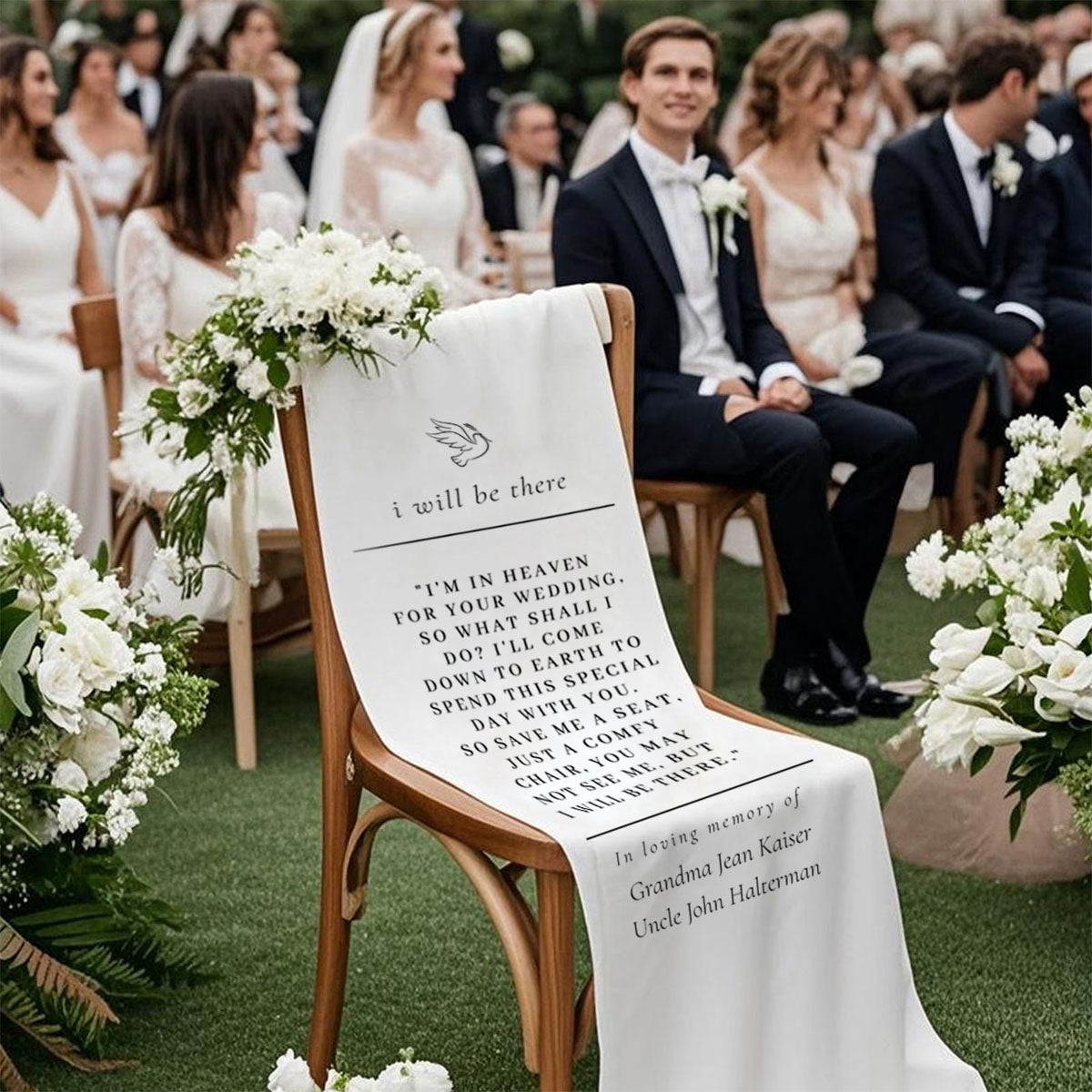 I Will Be There In Loving Memory - Personalized Family Memorial Sign Wedding Chair Sign Banner