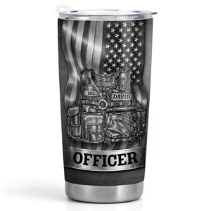 Officer Tactical Vest, Personalized Stainless Steel Tumbler, Gift For Police Lovers