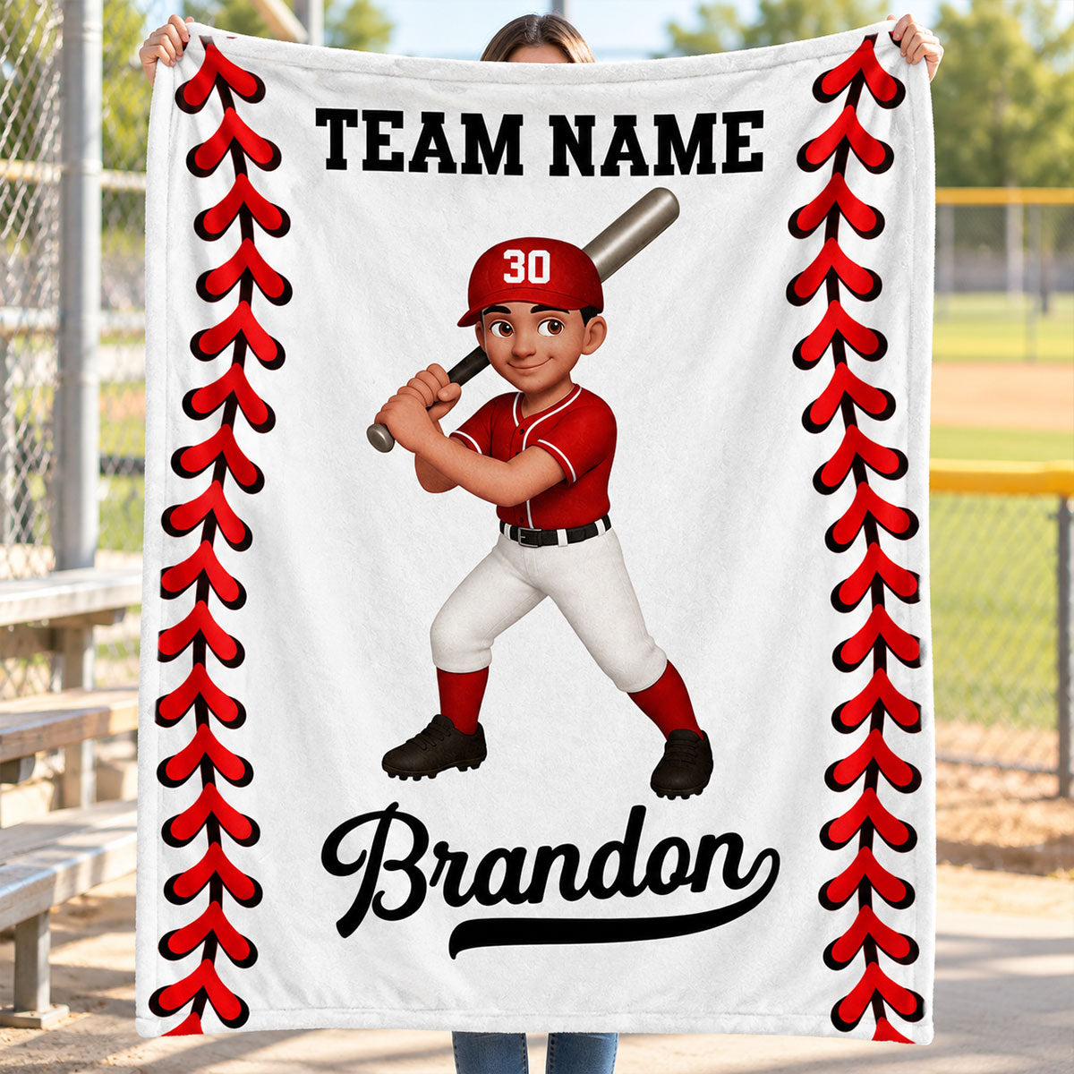 Personalized Baseball & Softball Name & Team Fleece Blanket – Custom Christmas Gift For Young Players