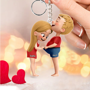 Cheeky Couple Keychain - Personalized Gifts For Couple