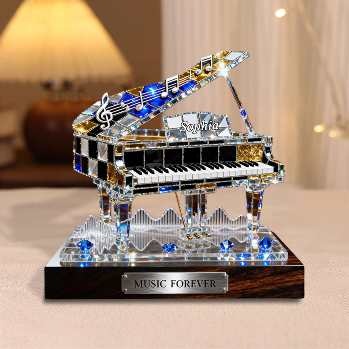 Personalized Stained Glass Effect Piano Themed Plaque,Music Lover Musician Gift